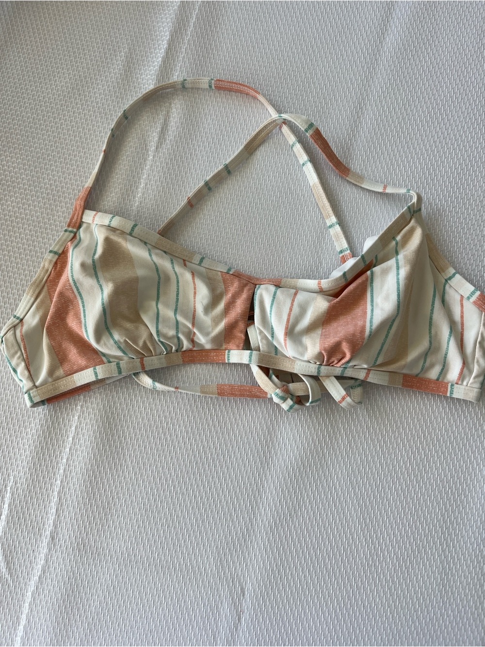 Roxy Cream & Coral Striped swim Bralette